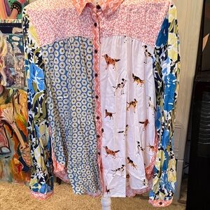 Maeve Orange and White Patterned Shirt, like new. Anthropologie Maeve